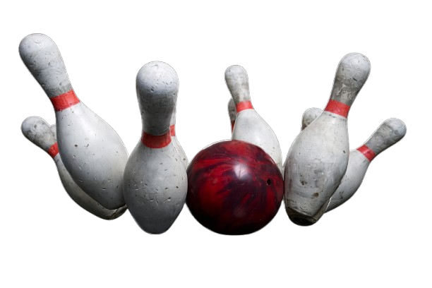 Bowling ball hitting pins - action strike
